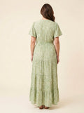 Furgeson | Maxi Dress Tiered Floral Design, Summer Wedding Guest Dress