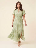 Furgeson | Maxi Dress Tiered Floral Design, Summer Wedding Guest Dress