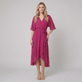 Ginevra pink chiffon wrap midi dress