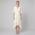 Ginevra white chiffon wrap midi dress