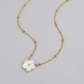 White blossom flower pendant gold necklace