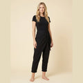 Grove asymmetric wrap harem pants in black