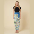Grove harem pants in striped botanical print