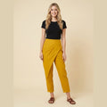 Grove asymmetric wrap harem pants in mustard yellow