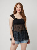 Hadley cutout lace top black