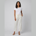 Haru wide-leg cropped linen trousers in ivory white