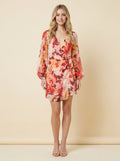 Hony floral wrap mini dress in red