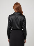 Ikata | Shiny Blouse with Pleated Neckline