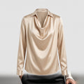 Ikata | Shiny Blouse with Pleated Neckline