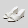 Iris elegant wedge mules white pair