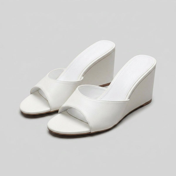 Iris elegant wedge mules white pair