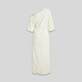 Ivory | Elegance Dress Cotton-Linen Blend, One-Shoulder Wedding Guest Dress