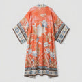 Ivy | Beach Kimono  Lightweight Red Floral Print Open Front Design