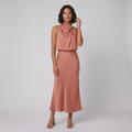 Ivy satin halter gown salmon