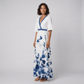 Jade floral maxi dress white blue print - The store Vancouver