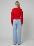 Jara Oversized Cardigan | Red Knit, Button Front V-Neck