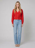 Jara oversized red knit cardigan front