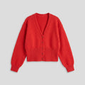 Jara Oversized Cardigan | Red Knit, Button Front V-Neck