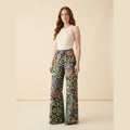 Jovial floral palazzo pants dark blue print