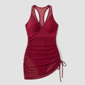 Jude Sarong Wrap Sheer Mesh Beach Cover-Up Red