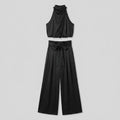 Kara | Women's Set Rayon Halter Crop Top & High Waist Wide Pants