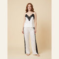 Lana white Tencel cami and wide-leg trousers loungewear set with lace trim front