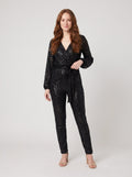 Lilian sequin jumpsuit black - front on model