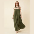 Lina linen draped braids maxi dress army green