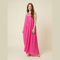 Lina linen draped braids maxi dress pink