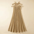 Lina | Maxi Dress Linen Blend, Draped Braids, Ankle-Length