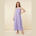 Lina linen draped braids maxi dress purple