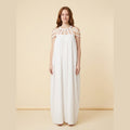 Lina linen draped braids maxi dress white