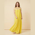 Lina linen draped braids maxi dress yellow