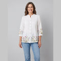 Lina tunic white sleeve floral