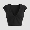 Liora Women's Top | V Neck, Cap Sleeve, Mid-Weight Polyester Blouse