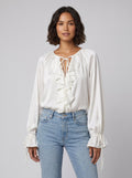 Liora satin ruffle blouse white