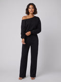 Lona asymmetric top and pants set black - front on model