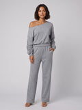 Lona asymmetric top and pants set gray - front on model