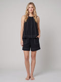 Lucia two-piece set black sleeveless tank and shorts front view
