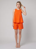 Lucia two-piece set orange sleeveless tank and shorts