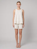 Lucia two-piece set white sleeveless tank and shorts