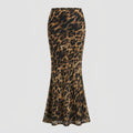 Luna | Maxi Skirt Leopard Print, Slim Fit Woven Fabric
