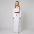 Luna long sleeve maxi dress lapel white
