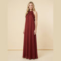 Luna silk halter maxi brick red