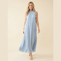Luna silk halter maxi light blue