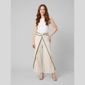 Luna wide-leg linen culotte trousers, beige, on model