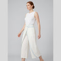 Luna wide-leg linen culotte trousers, ivory, on model
