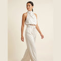 Luxe co-ord set, white silver, on model