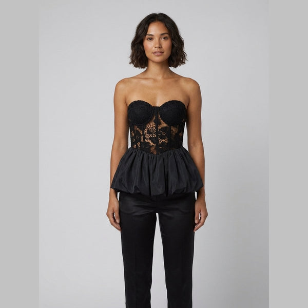 Luxe corset top black lace front