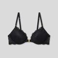 Luxe lace racerback bra black front